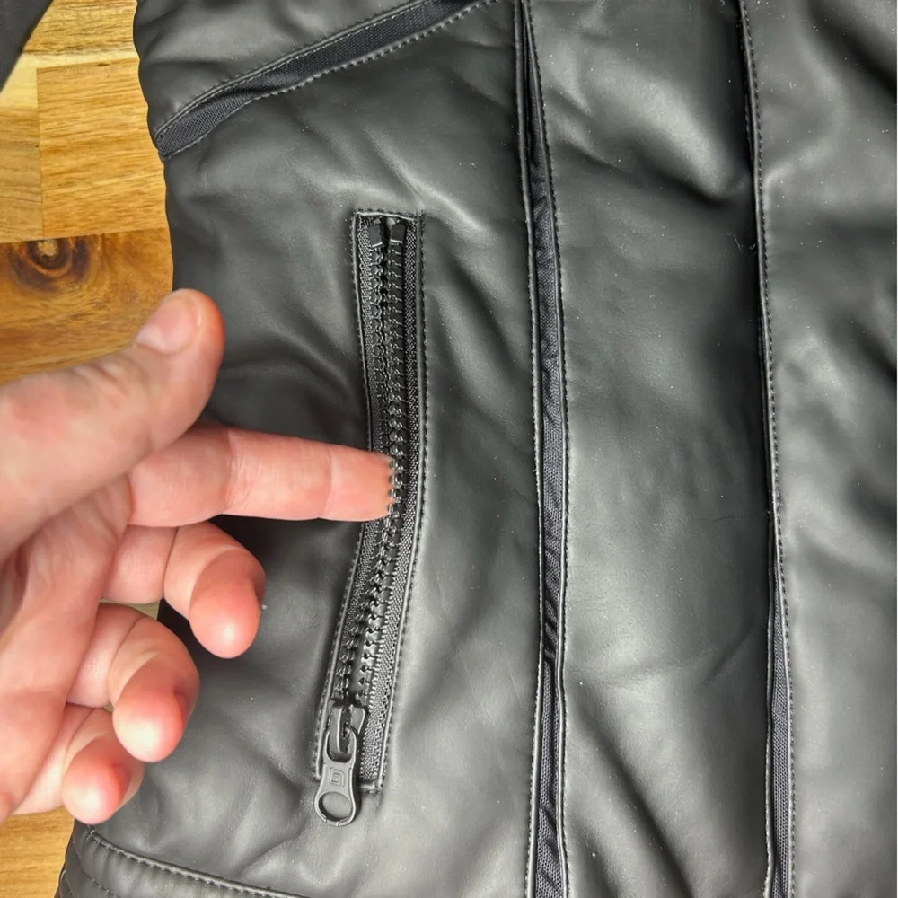 NWT! blanc noir Black Quilted Leather Jacket - Picture 7 of 15